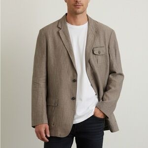 Joseph Abboud Men’s XL Linen Utility Blazer Brown Casual Sport Coat